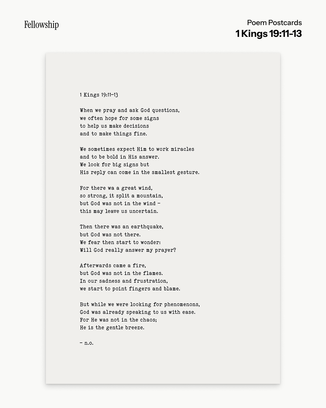 1 Kings 19:11-13 Poem Postcard