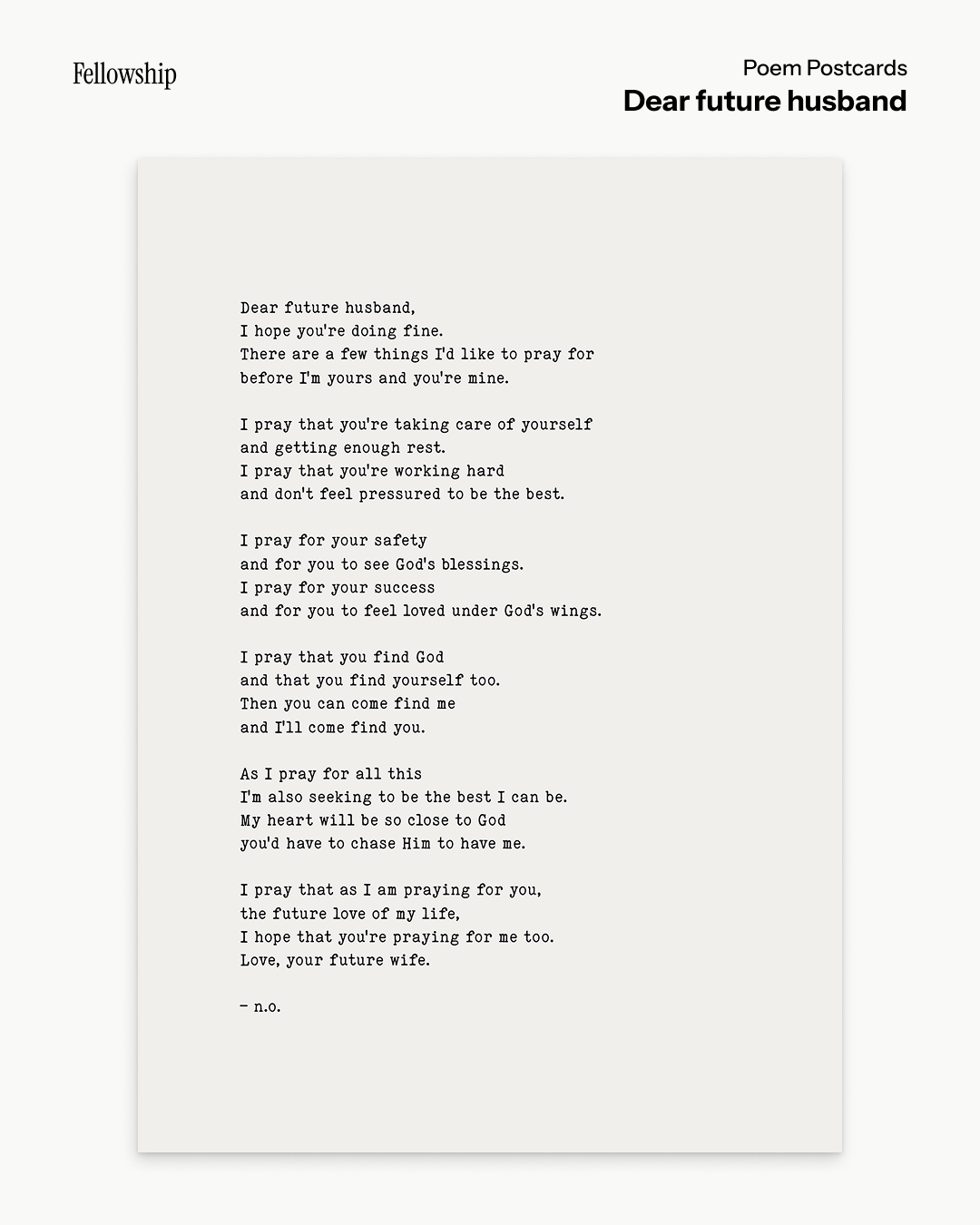 Dear future husband Poem Postcard