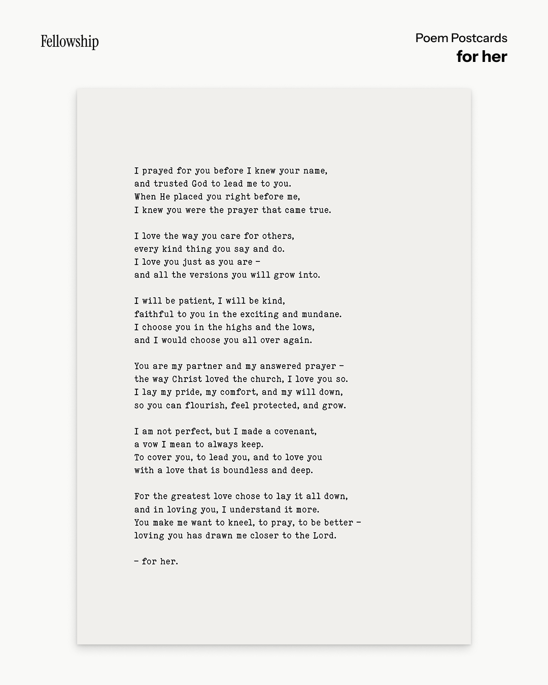 for her Poem Postcard