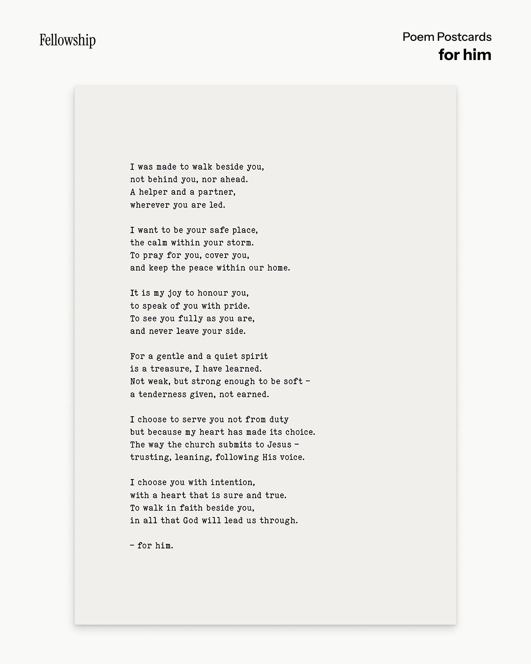 for him Poem Postcard
