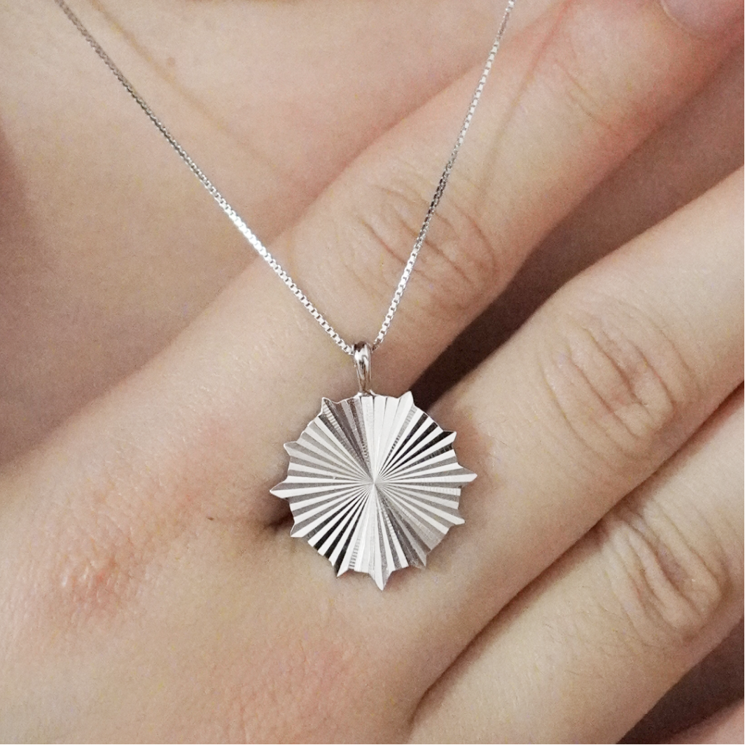 Sun & Shield Necklace - Silver